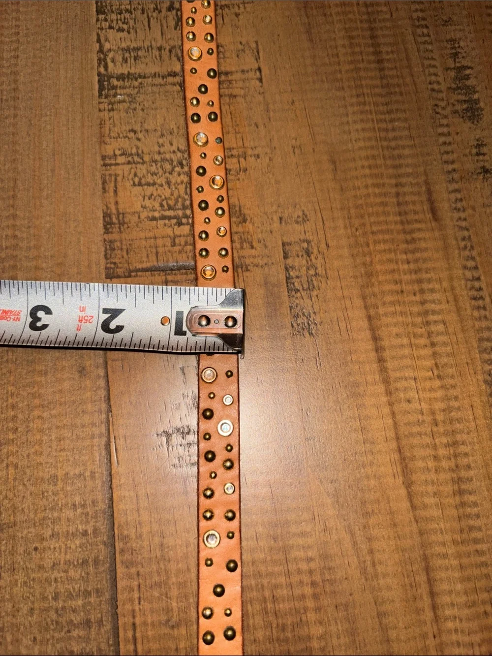 J. Crew small Studded Tan Leather Belt with Brass Buckle nwt!